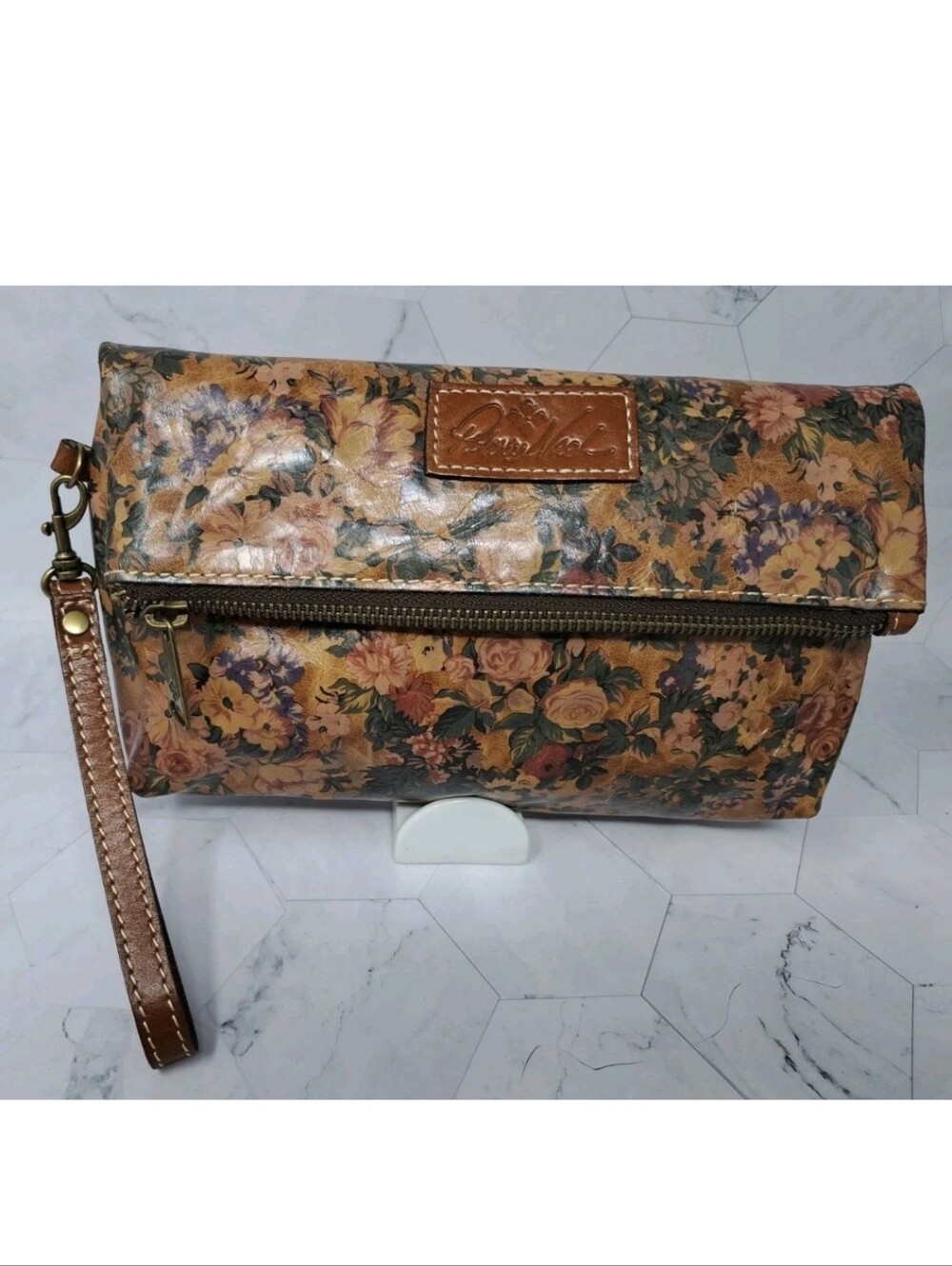 Patricia Nash Valerie Fold-over Wristlet in the English Garden floral pattern